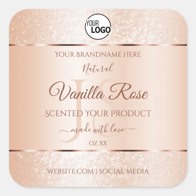 Pastel Rose Coral Produit Étiquettes Initiales Ajo (Devant)