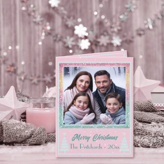 Pastel rose de Noël photo Carte de vacances pliée