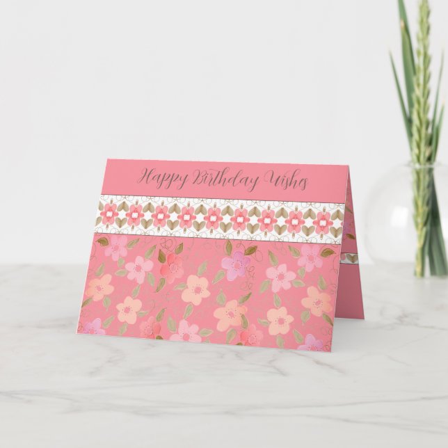 Pastel Rose Et Peach Bonne Carte Anniversaire (Devant)