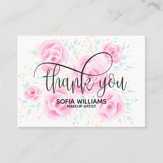 Pastel Rose Floral Carte de remerciements girly (Devant)