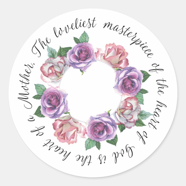 Pastel-Rose| Herz der Mutter | Zitat Gottes Herz Runder Aufkleber (Vorderseite)