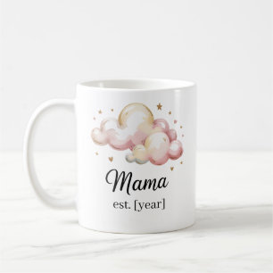 Pastel Rose "Mama Est." Mug - Cadeau Baby shower