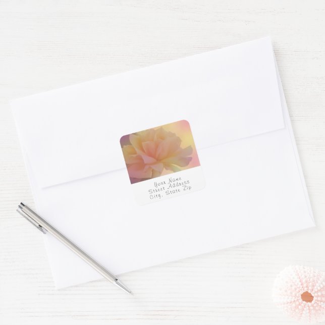 Pastel-Rose Quadratischer Aufkleber (Umschlag)