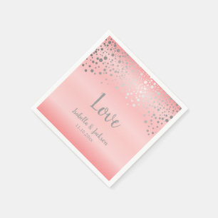 Pastel Rose Rosa und Silver Confetti Punkte Serviette