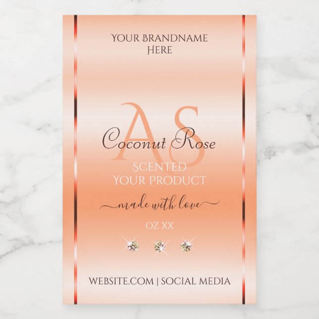 Pastel Rose Saumon Produit Étiquettes Bijoux Monog (Étiquettes simples)