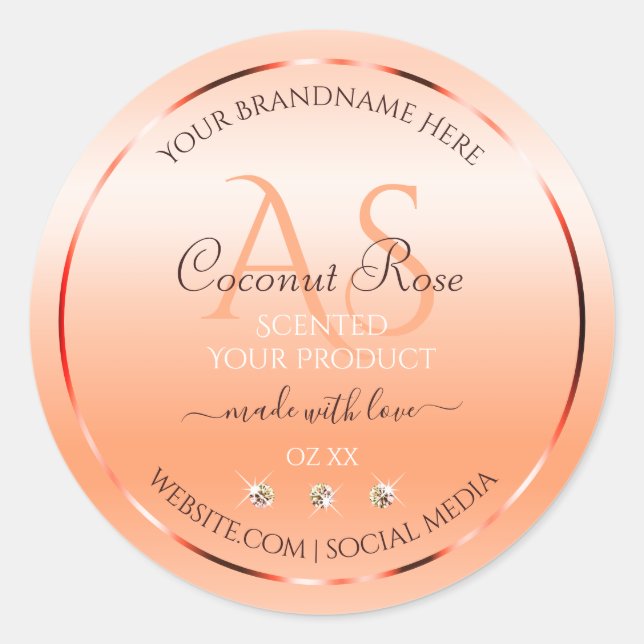 Pastel Rose Saumon Produit Étiquettes Bijoux Monog (Devant)