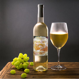 Pastel-Rose zum 50. Geburtstag Personalisiert Weinetikett