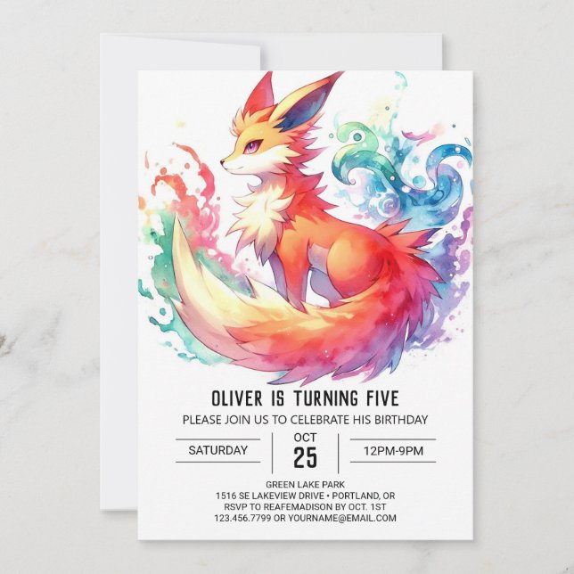 Pastel Rustic Fox Geburtstag Einladung (Vorderseite)