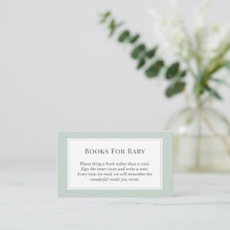 Pastel Sage Green Fall Babydusche Bücher für Baby Begleitkarte
