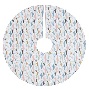 Pastel Saguaro Cactus Pattern Polyester Weihnachtsbaumdecke