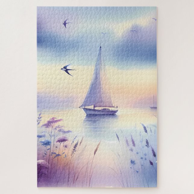 Pastel Sailboat Coastal Dreamscape (Vertikal)
