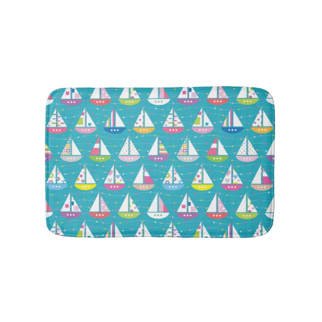 Pastel-Sailboat-Muster Badematte (Vorderseite)