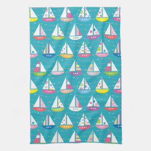 Pastel-Sailboat-Muster Handtuch
