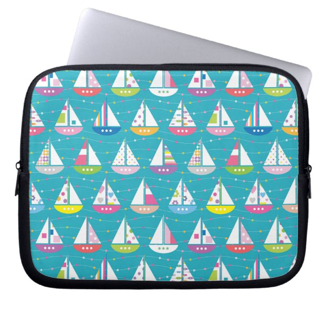 Pastel-Sailboat-Muster Laptopschutzhülle (Vorderseite)