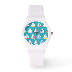 Pastel Sailboat Pattern Armbanduhr
