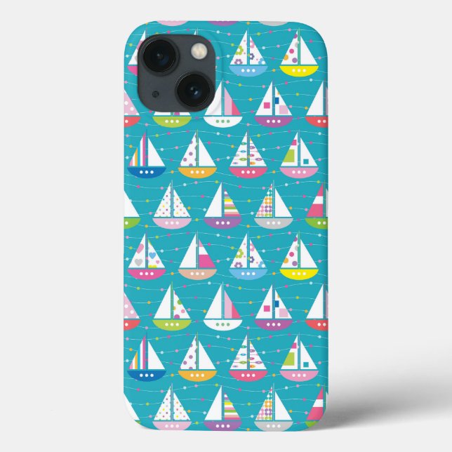 Pastel Sailboat Pattern Case-Mate iPhone Hülle (Rückseite)