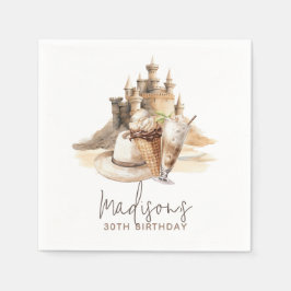 Pastel Sand Elegant Beach Party Personalisiert Serviette