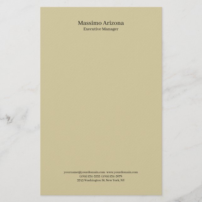 Pastel Sand Plain Professional Modern Minimalist Briefpapier (Vorderseite)
