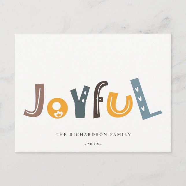 Pastel Scandi Yellow Grau Text Freude Weihnachten (Vorderseite)