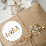 Pastel Scandi Yellow Grau Text Freude Weihnachten Runder Aufkleber<br><div class="desc">Wenn Sie weitere Anpassungen benötigen,  schreiben Sie mir bitte an yellowfebstudio@gmail.com.</div>