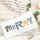 Pastel Scandi Yellow Grey Text Merry Christmas Feiertagskarte<br><div class="desc">If you need any further customisation please feel free to message me on yellowfebstudio@gmail.com.</div>