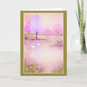 Pastel-Schwan-Landschaft Beileid Grußkarte Karte