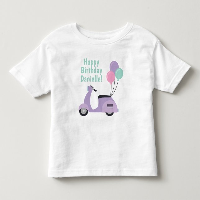 Pastel Scooter & Balloons T-shirt personnalisé (Devant)