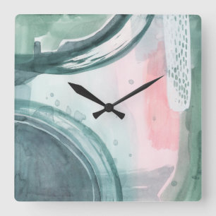Pastel Scribe - Wasserfarbe Quadratische Wanduhr