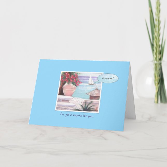 Pastel Sea & Sailboat Ayeeeee! Geburtstag Karte (Vorderseite)