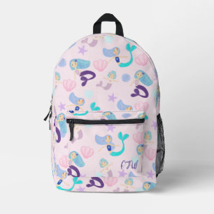 Pastel Seashell Mermaid Princess Sisters Bedruckter Rucksack