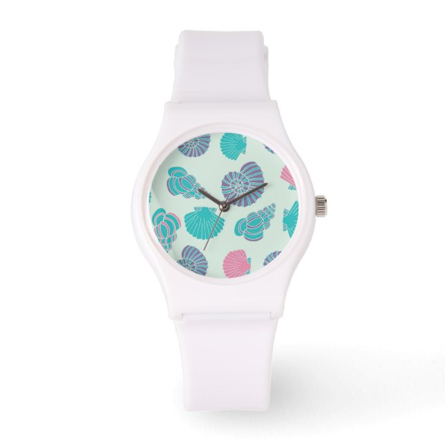 Pastel Seashell Muster 1 Armbanduhr (Vorderseite)