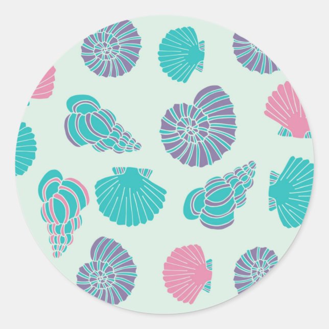 Pastel Seashell Muster 1 Runder Aufkleber (Vorderseite)