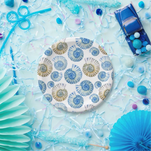 Pastel Seashell Pattern Pappteller (Party)