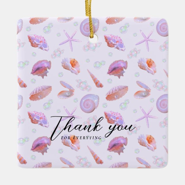 Pastel Seashell Pattern with Custom Text Keramikornament (Vorderseite)