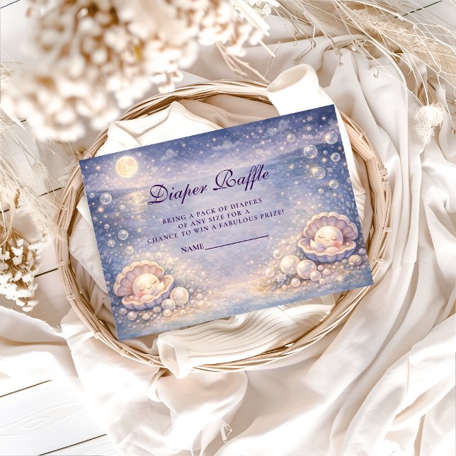 Pastel Seashell Pearl Diapper Raffle Begleitkarte (Von Creator hochgeladen)