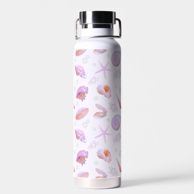Pastel Seashell & Pearl Ocean Aesthetic Trinkflasche (Rückseite)