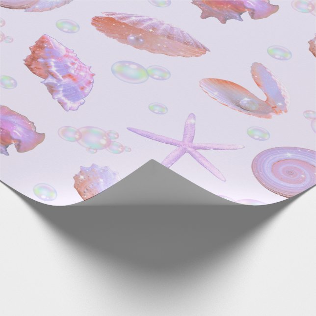 Pastel Seashell & Pearl Ocean Pattern Gift Wrap Geschenkpapier (Ecke)