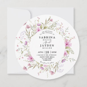Pastel Shade Blush Pink Wild Floral Wedding Einladung