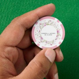Pastel Shade Blush Pink Wild Floral Wedding Pokerchips