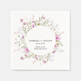 Pastel Shade Blush Pink Wild Floral Wedding Serviette