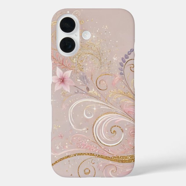Pastel Shade Floral Morif Design iPhone 16 Hülle (Rückseite)