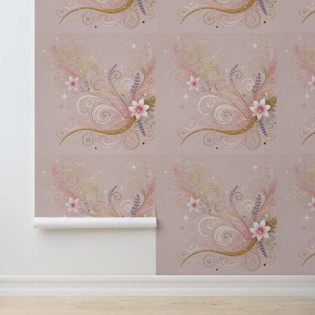 Pastel Shade Floral Motif Design Tapete (Anwendung)