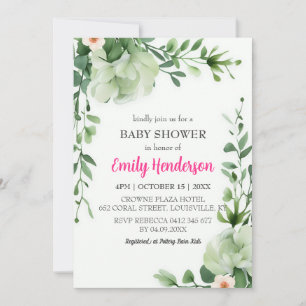 Pastel Shade of Mint Greenerity Baby Shower Frame Einladung