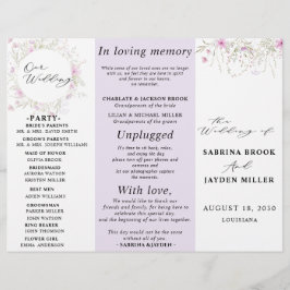 Pastel Shade Pink Wild Floral Wedding Program