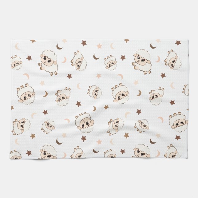 Pastel Sheep Pattern Geschirrtuch (Horizontal)