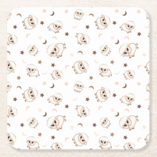 Pastel Sheep Pattern Rechteckiger Pappuntersetzer