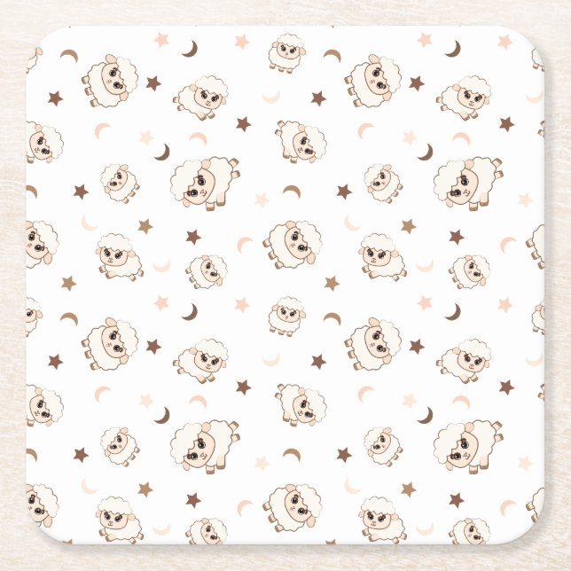 Pastel Sheep Pattern Rechteckiger Pappuntersetzer (Vorderseite)
