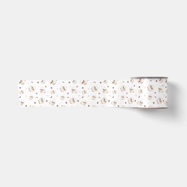 Pastel Sheep Pattern Satinband (Vorderseite)