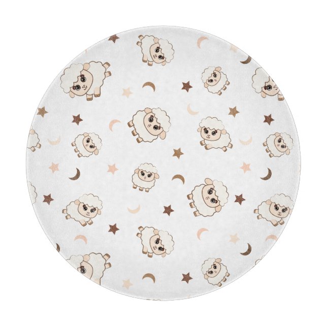 Pastel Sheep Pattern Schneidebrett (Vorderseite)