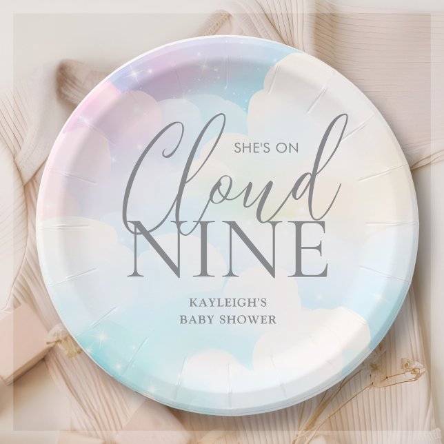 Pastel She's on Cloud Nine Baby Shower Pappteller (Von Creator hochgeladen)